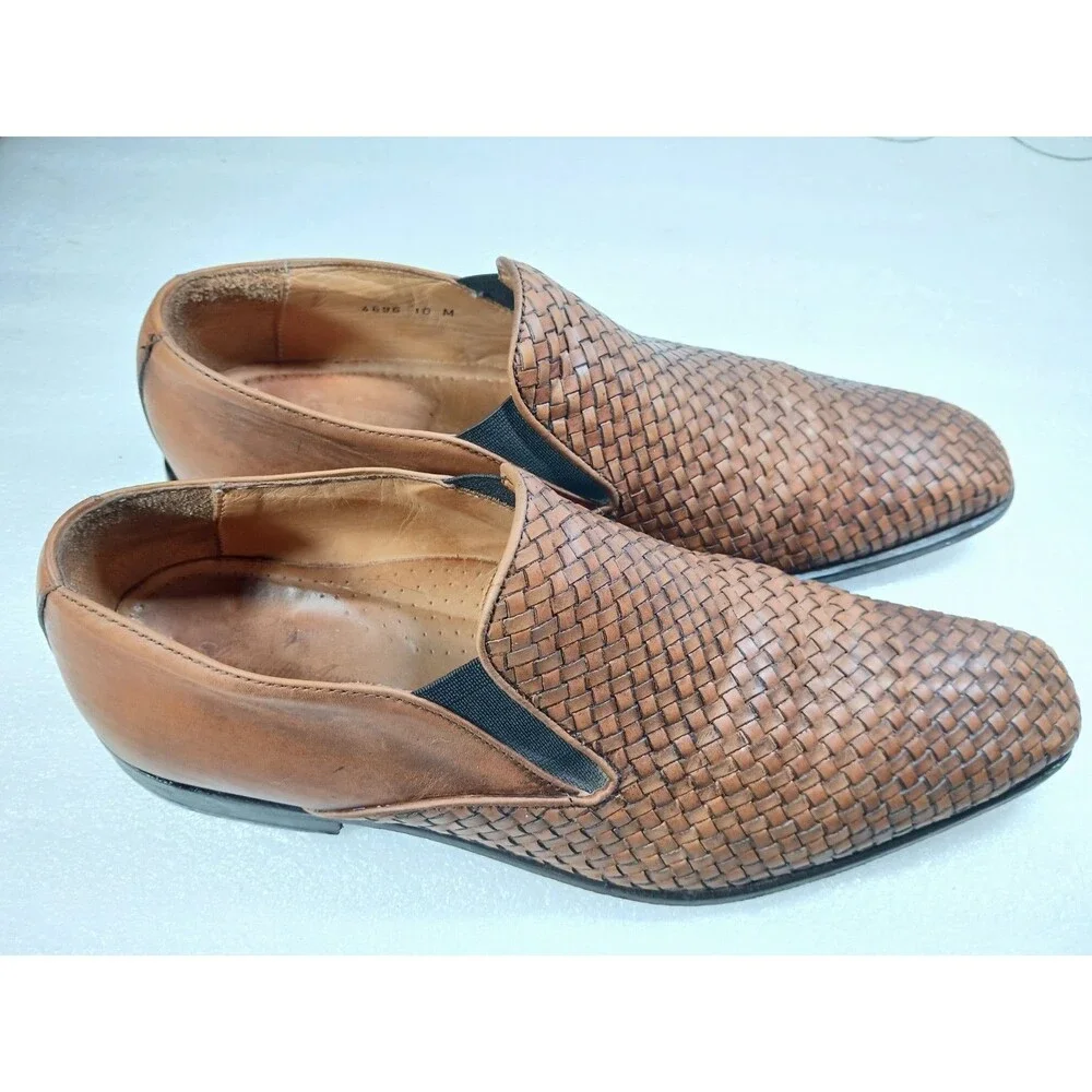 Saks Fifth Avenue Men’s Woven Leather Slip-On Shoes – Made in Italy Size 10